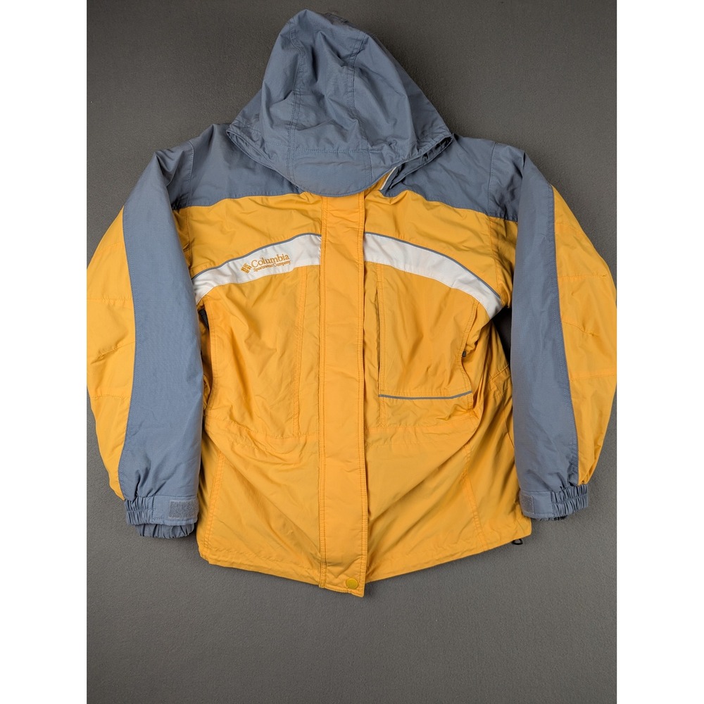 Columbia Interchange 2-in-1 Jacket Yellow Grey Womens Large, zip out fleece
